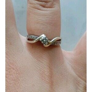 JWBR Sterling Silver 925 By-Pass Style Engagement Ring Women's Size 7 CZ